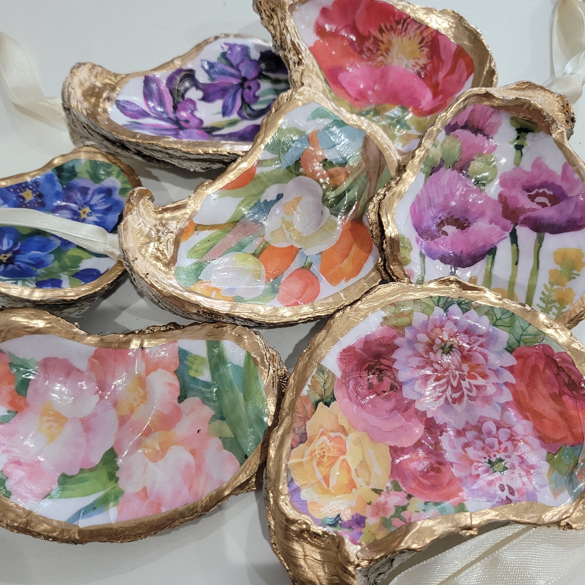 Watercolor Floral Ring Dish • Oyster Shell
