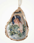 Angel with Greenery • Oyster Shell Ornament