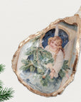 Angel with Greenery • Oyster Shell Ornament