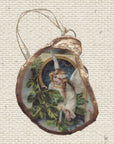 Angel with Greenery • Oyster Shell Ornament