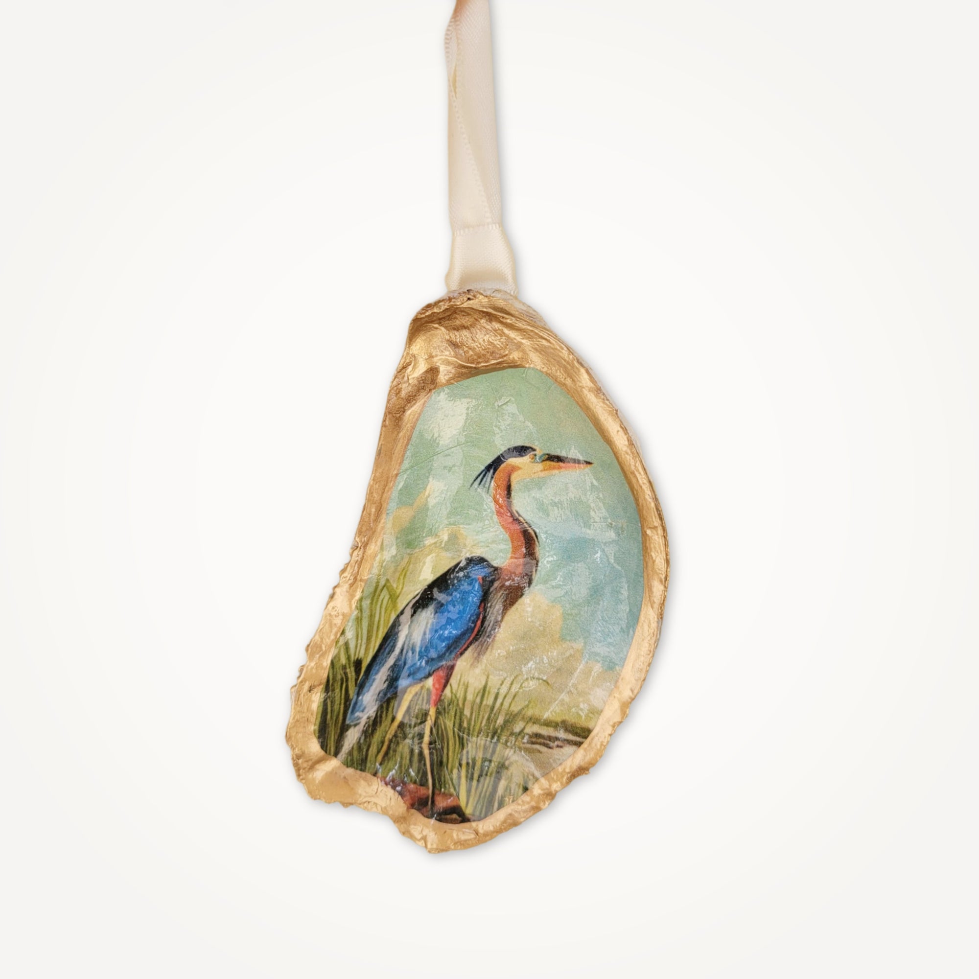 Blue Heron Ornament • Oyster Shell
