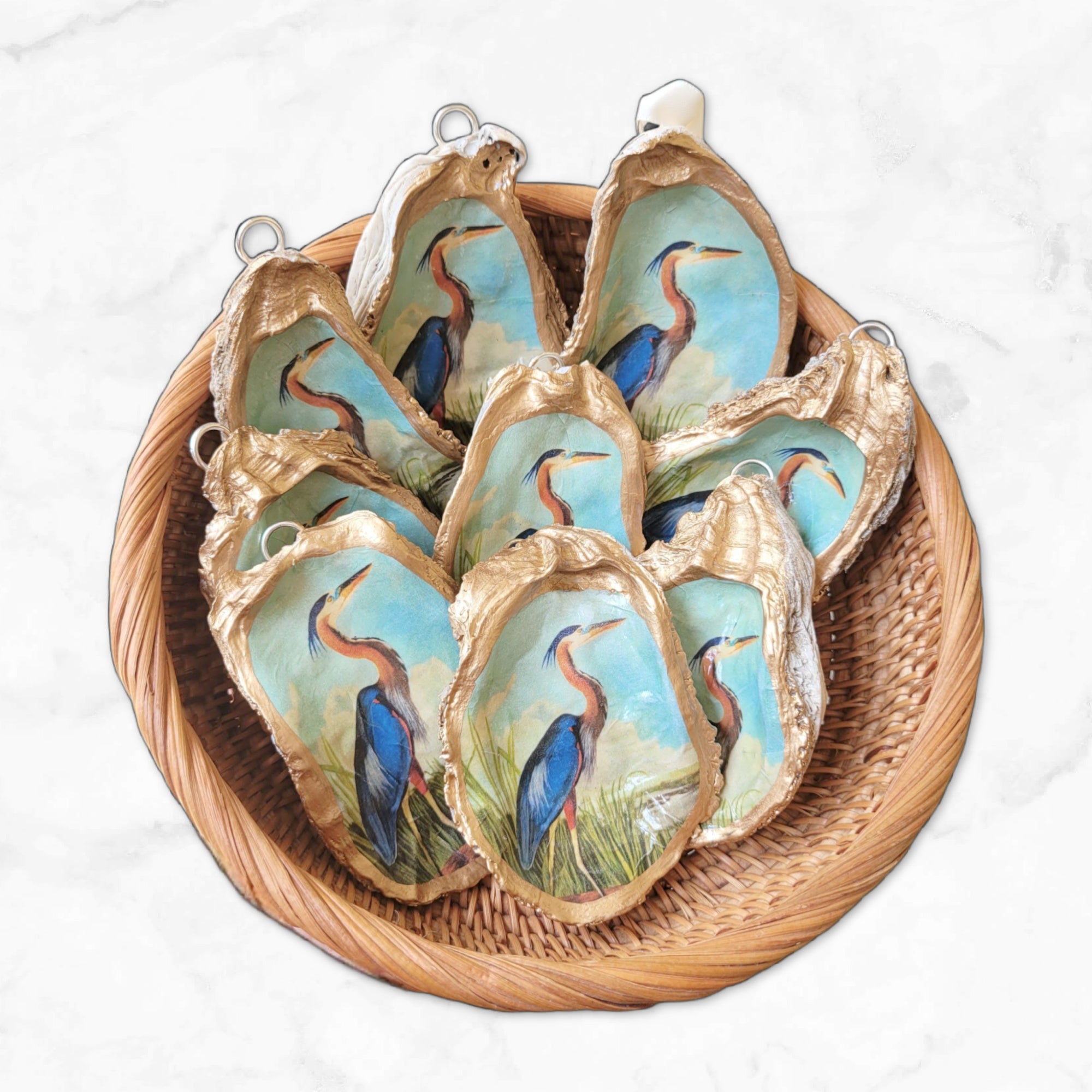 Blue Heron Ornament • Oyster Shell