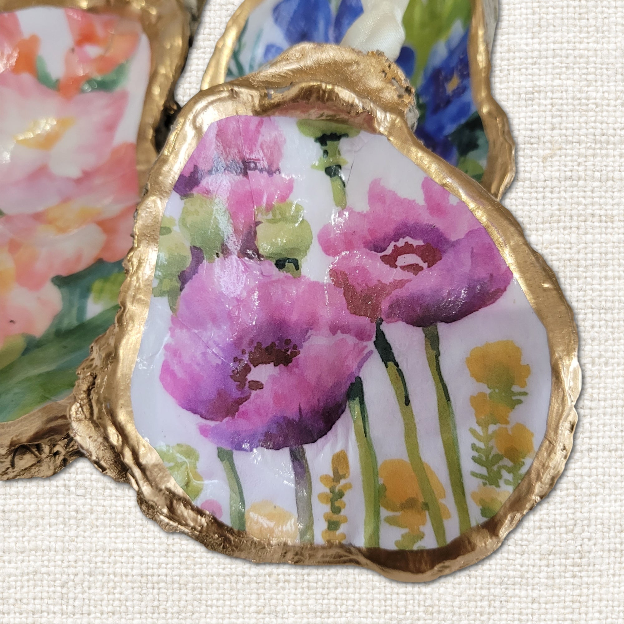 Purple Poppy Floral Ornament • Oyster Shell