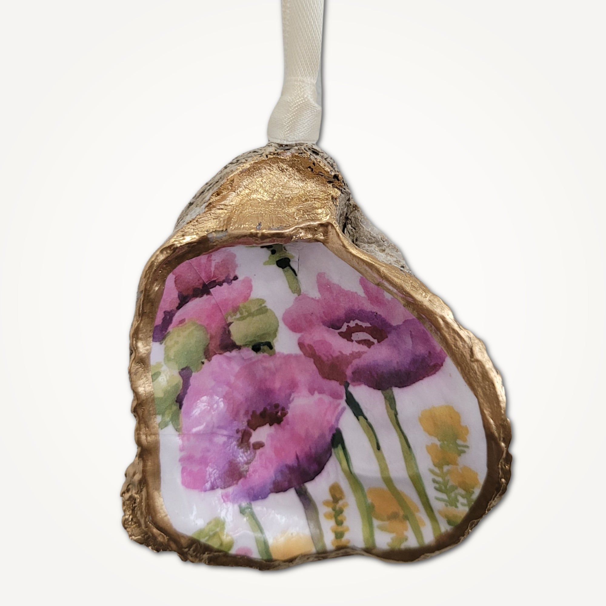 Purple Poppy Floral Ornament • Oyster Shell