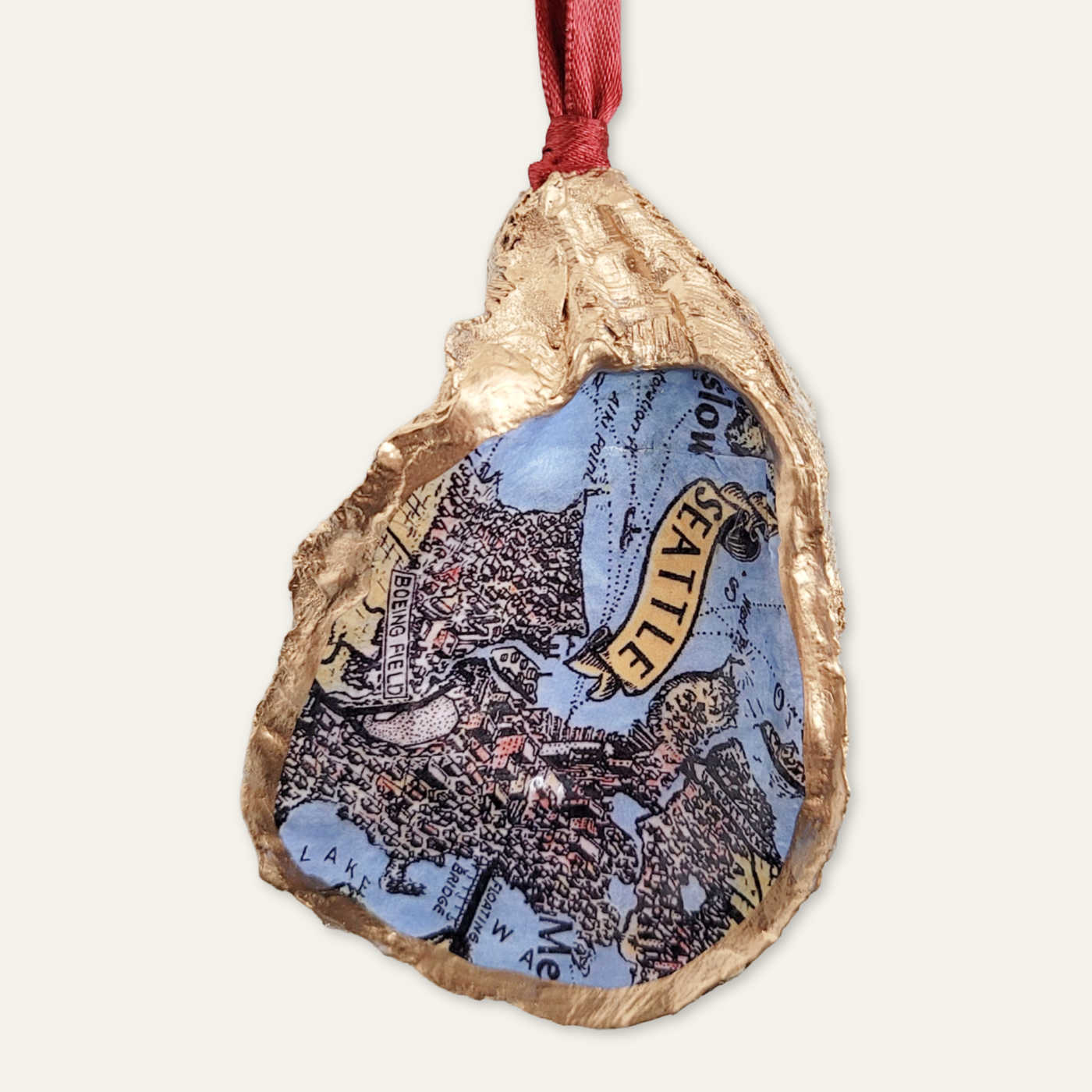 Seattle Map Ornament • Oyster Shell