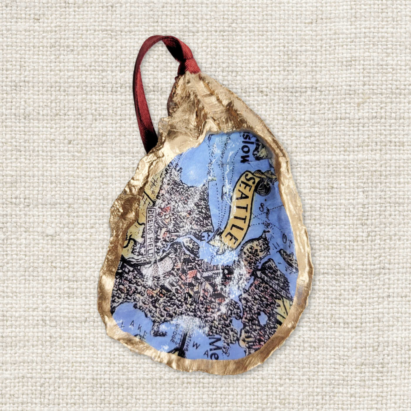 Seattle Map Ornament • Oyster Shell