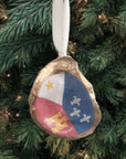 Acadiana Flag Lafayette Louisiana Ornament • Oyster Shell