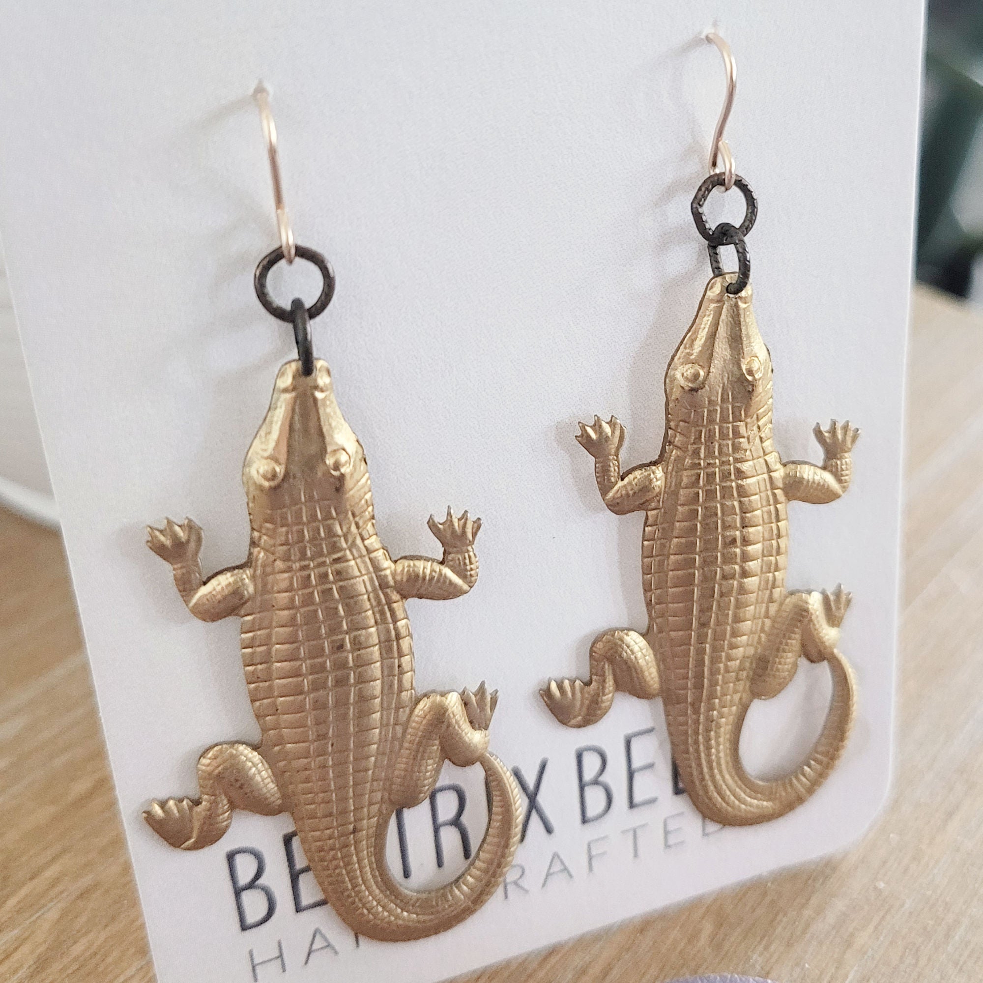 Golden Alligator Earrings