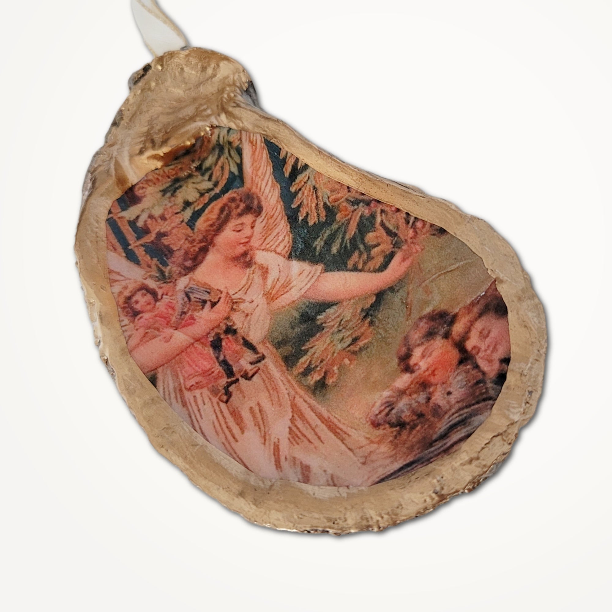 Angel Bearing Gifts • Oyster Shell Ornament