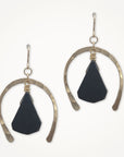 Black Tourmaline Arch Hammered Earrings