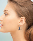 Black Tourmaline Arch Hammered Earrings