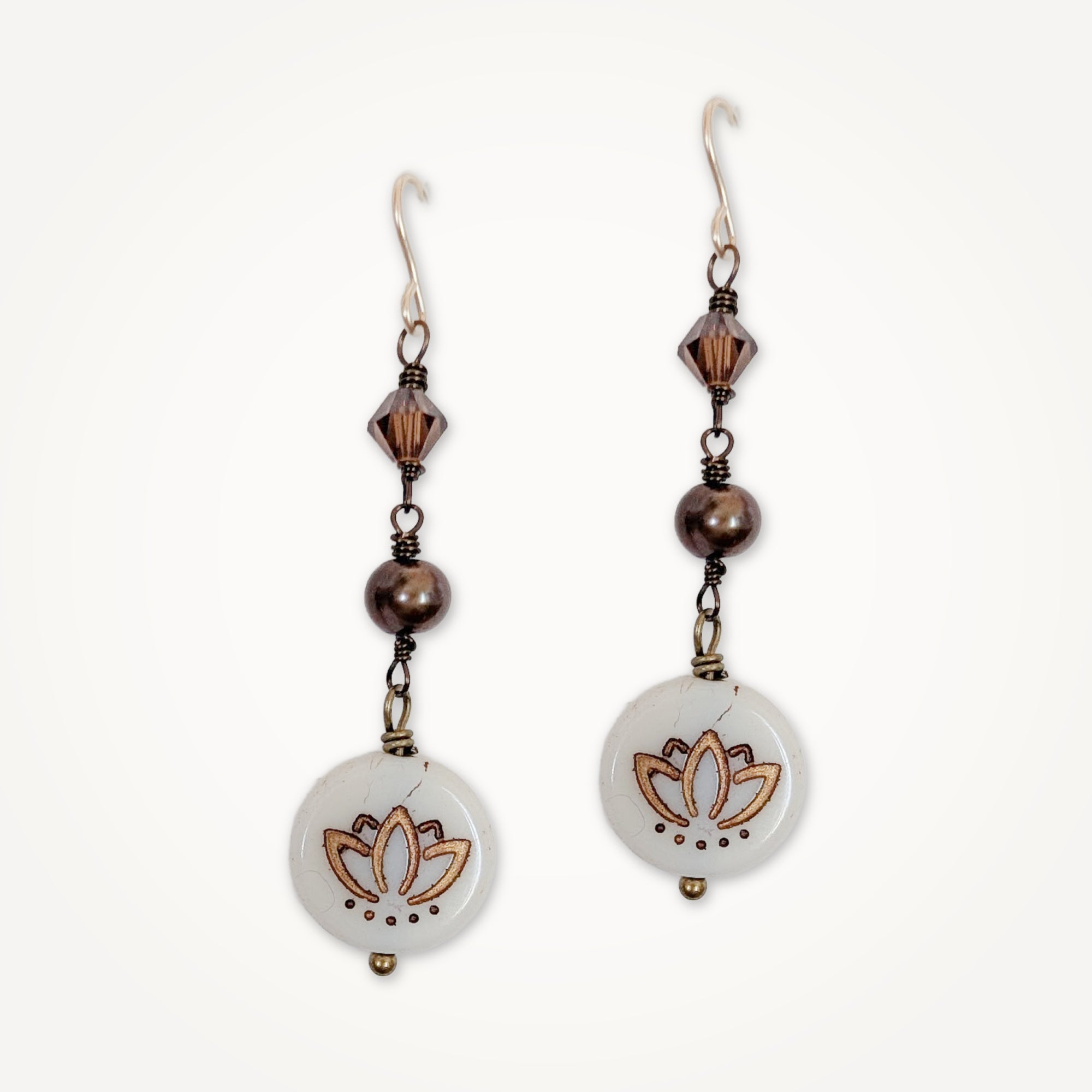 Lotus Earrings • Swarovski Crystal + Freshwater Pearl