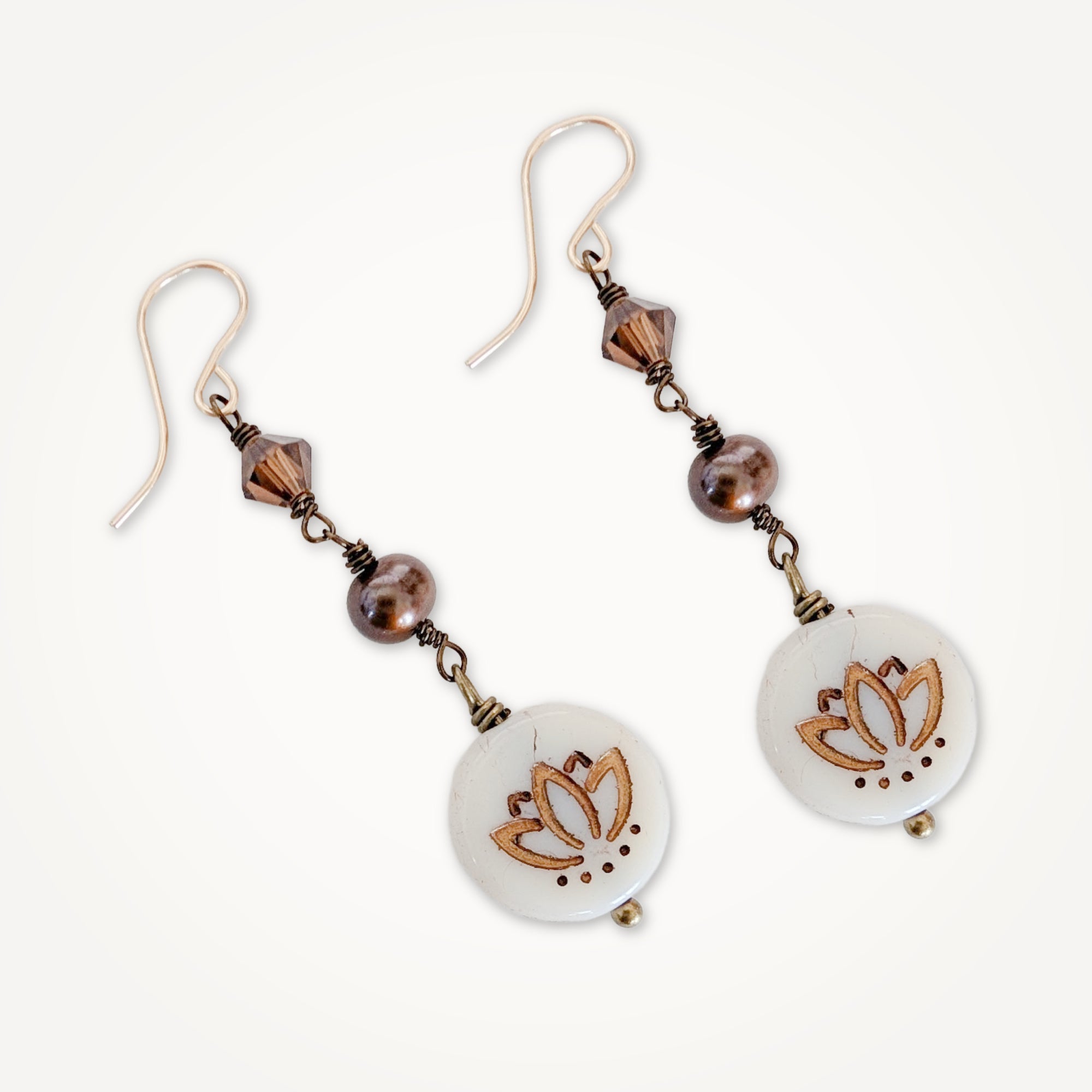 Lotus Earrings • Swarovski Crystal + Freshwater Pearl