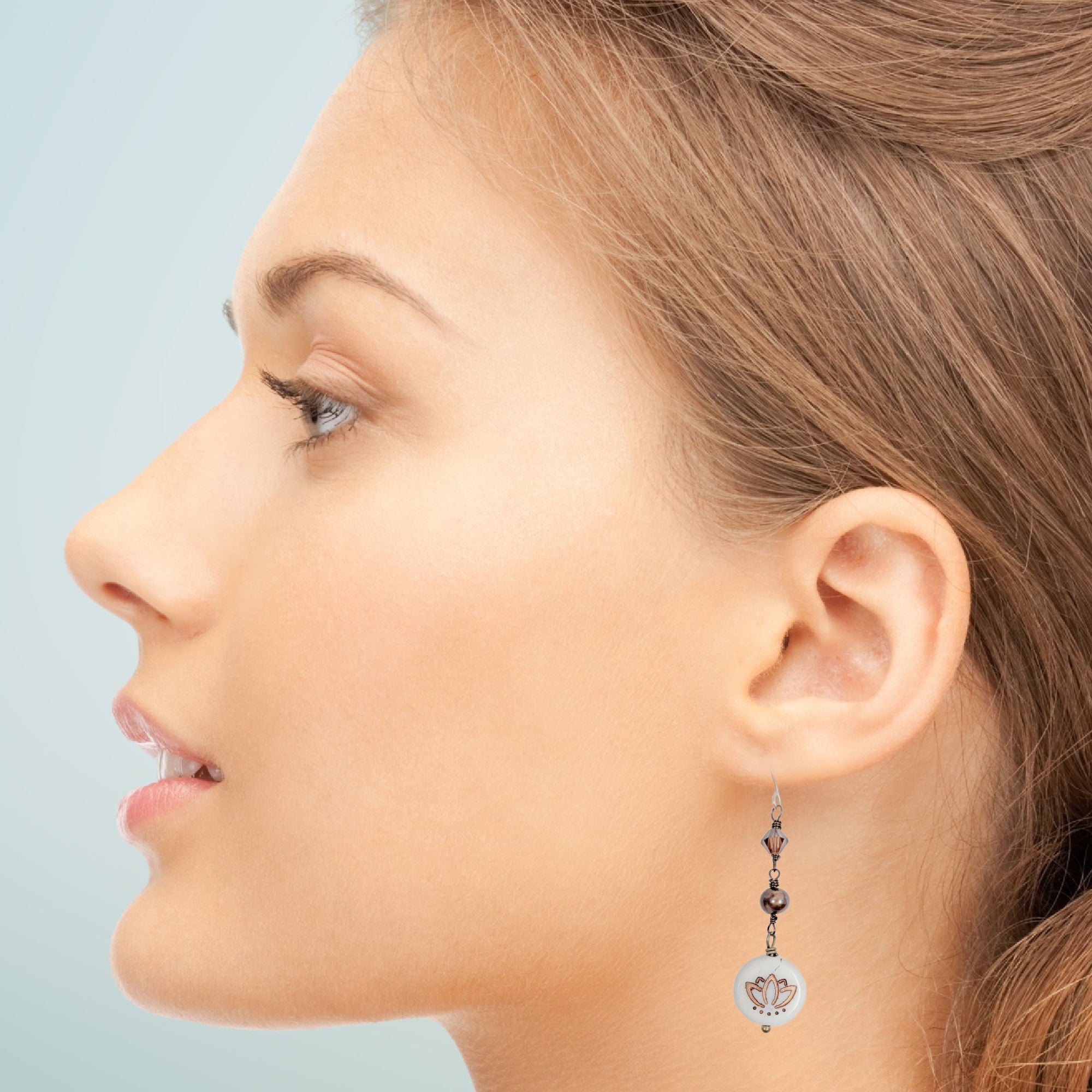 Lotus Earrings • Swarovski Crystal + Freshwater Pearl