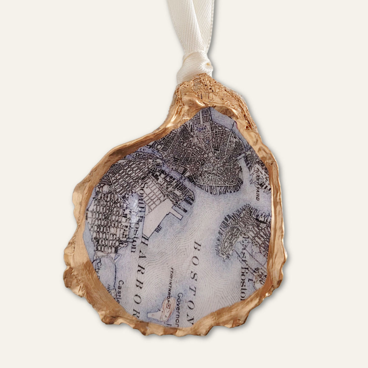 Boston Map Ornament • Oyster Shell