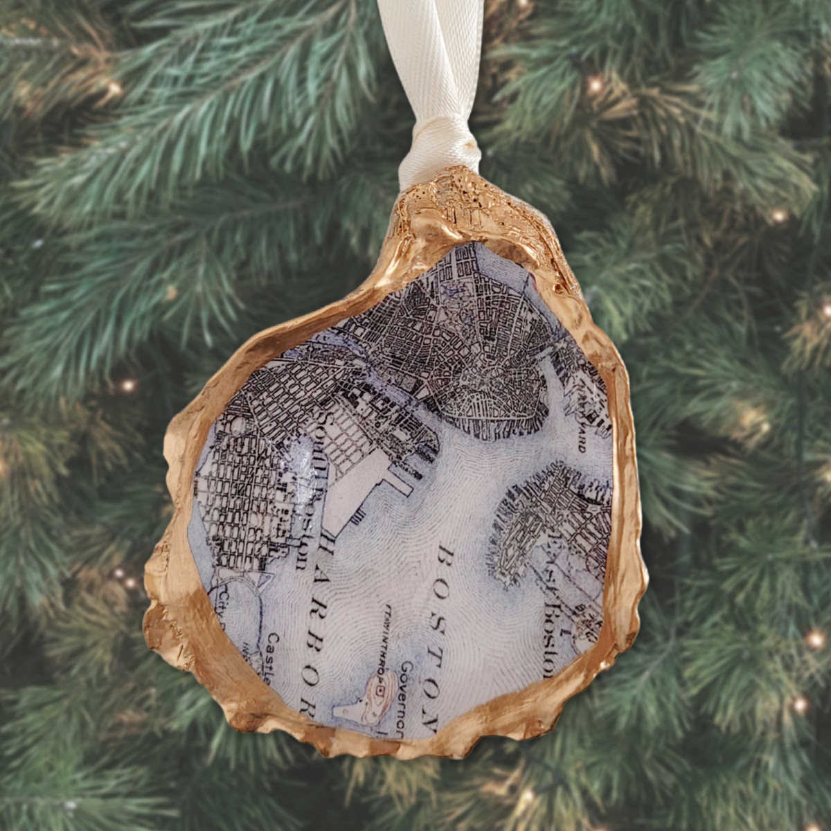 Boston Map Ornament • Oyster Shell