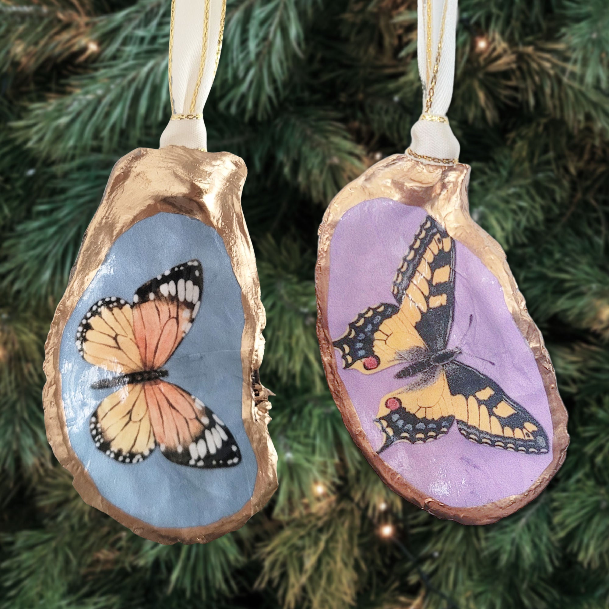 Butterfly Ornament • Oyster Shell • Choose Your Design