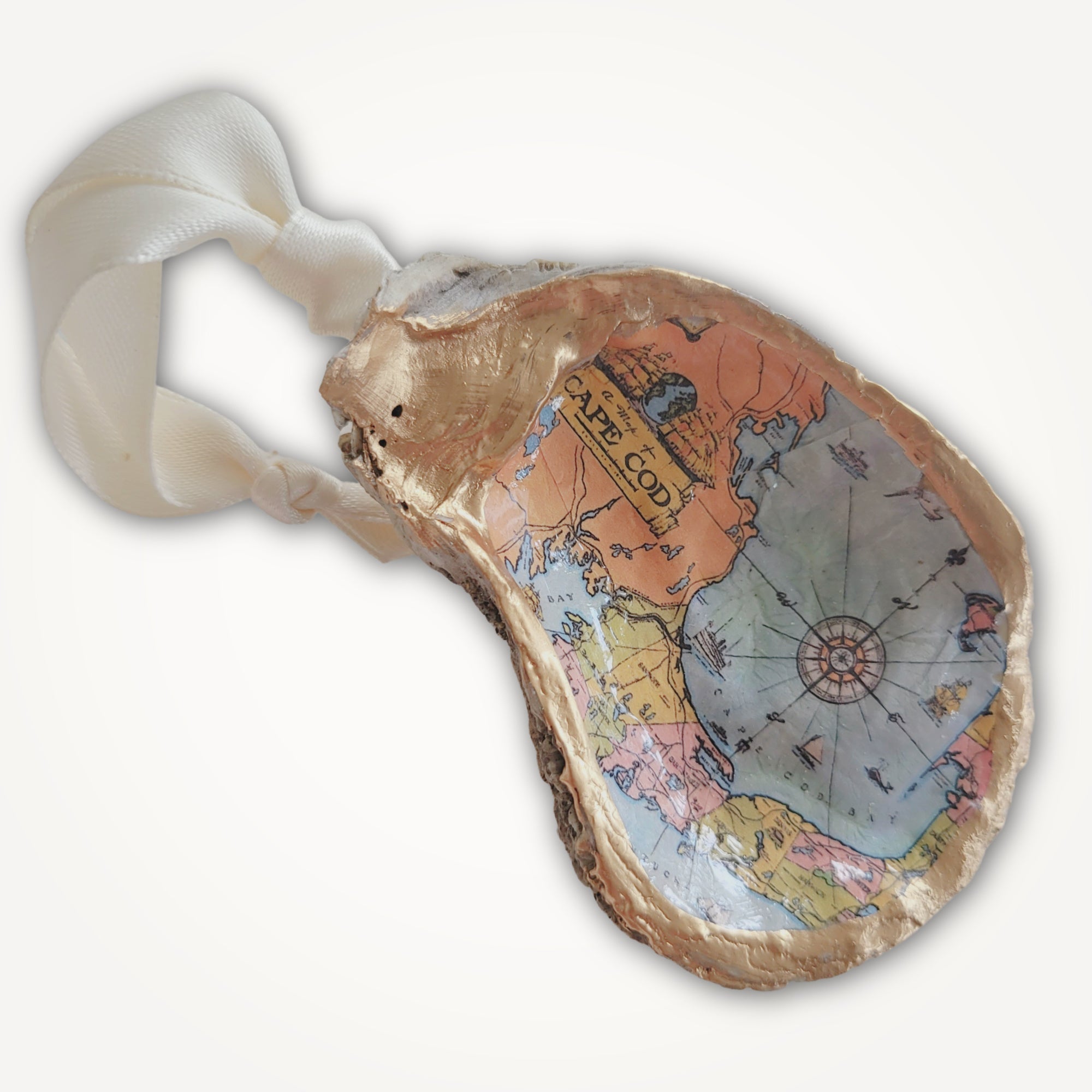 Cape Cod Map Ornament • Oyster Shell