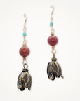 Squash Blossom Earrings • Turquoise Carnelian