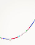Color Block Beaded Necklace with Pearl