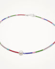 Color Block Beaded Necklace with Pearl