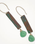 Copper Column Earrings • Green Chalcedony