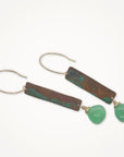 Copper Column Earrings • Green Chalcedony