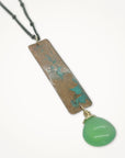 Copper Column Necklace • Green Chalcedony