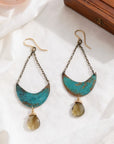 Copper Crescent Earrings • Smoke Quartz