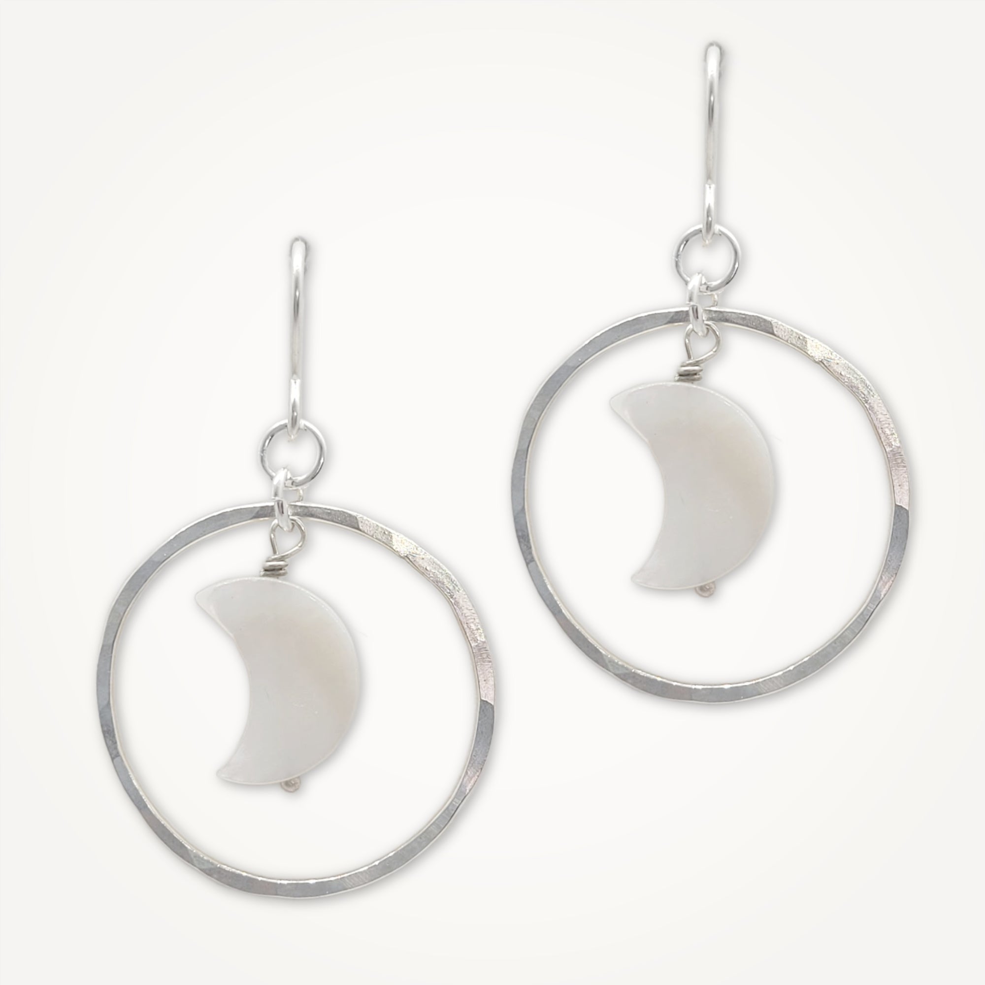 Crescent Moon Hoop Earrings • Mother of Pearl