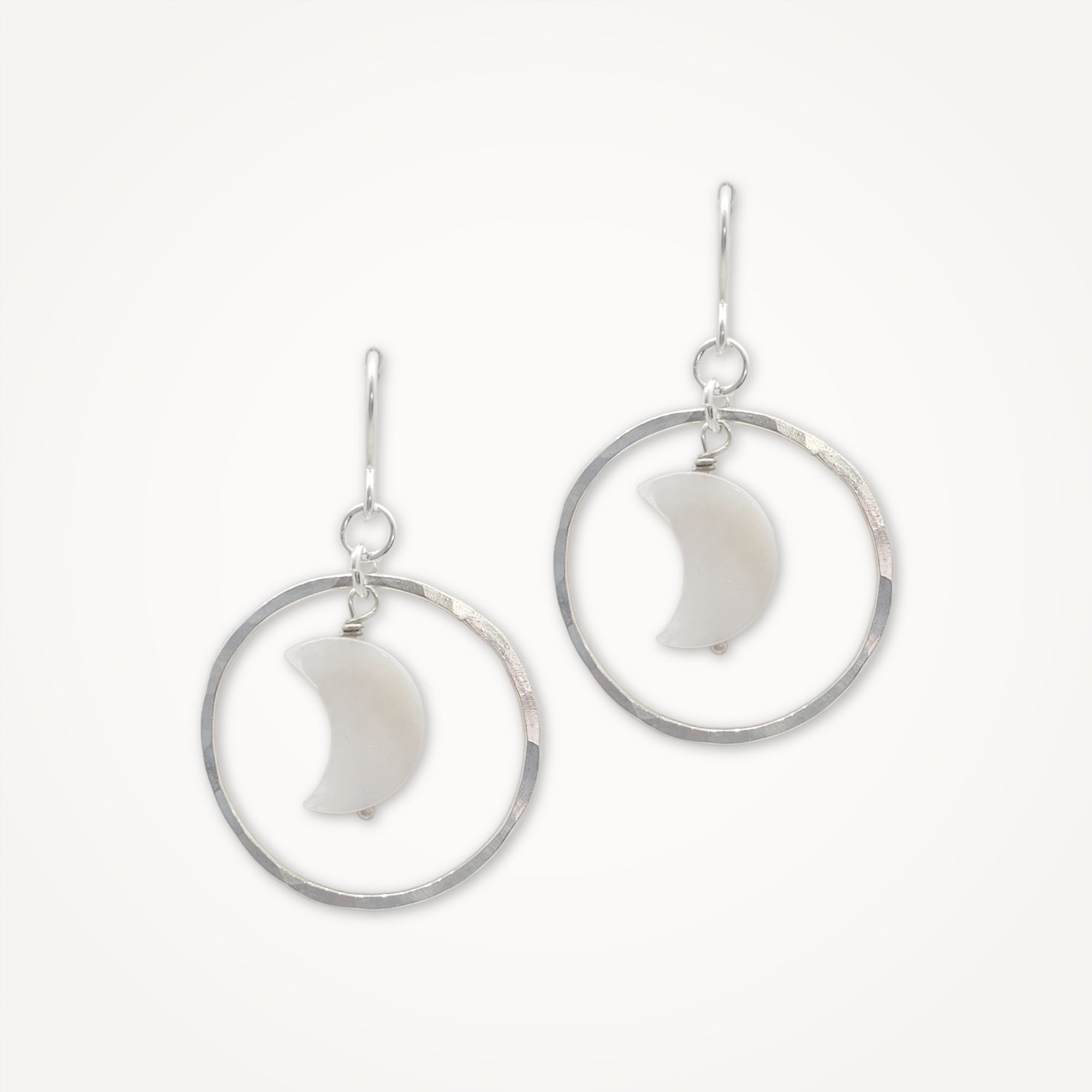 Crescent Moon Hoop Earrings • Mother of Pearl