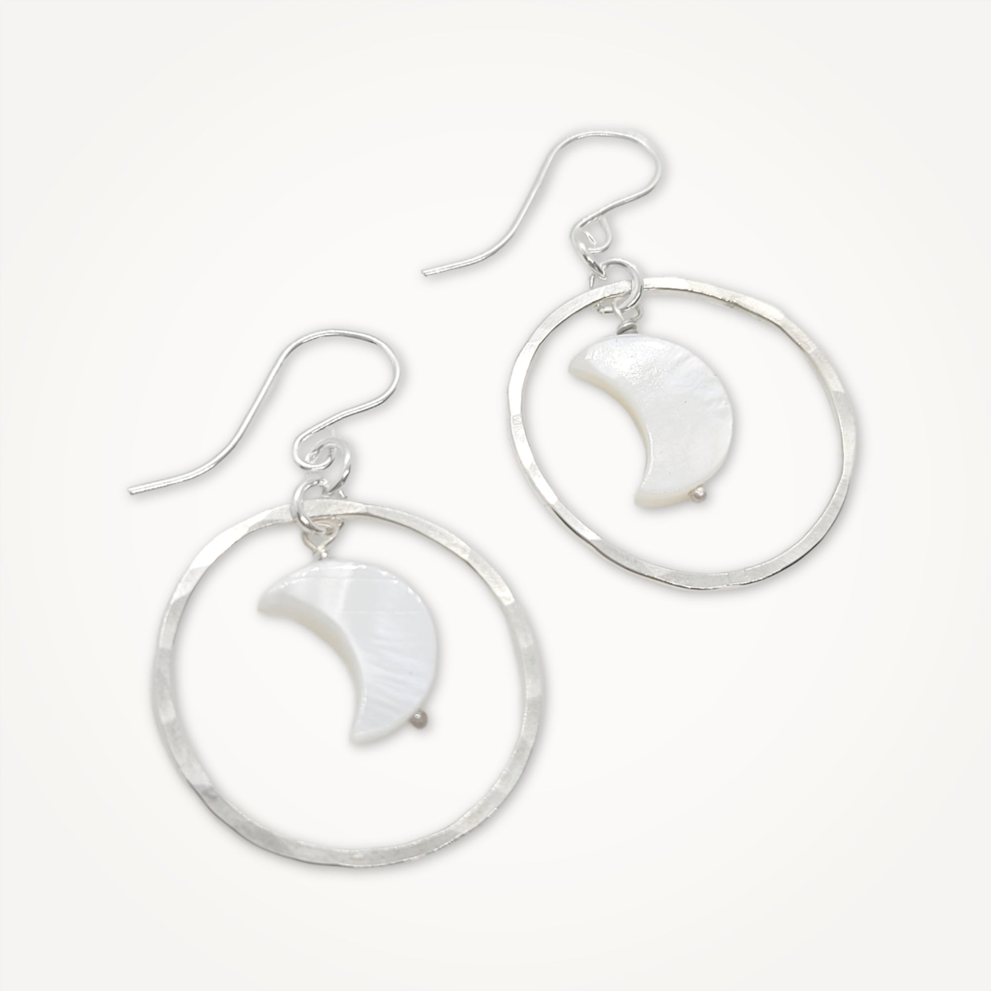 Crescent Moon Hoop Earrings • Mother of Pearl