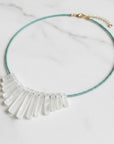 Beaded Crystal Fan Necklace