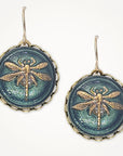 Vintage Button Earrings • Dragonfly