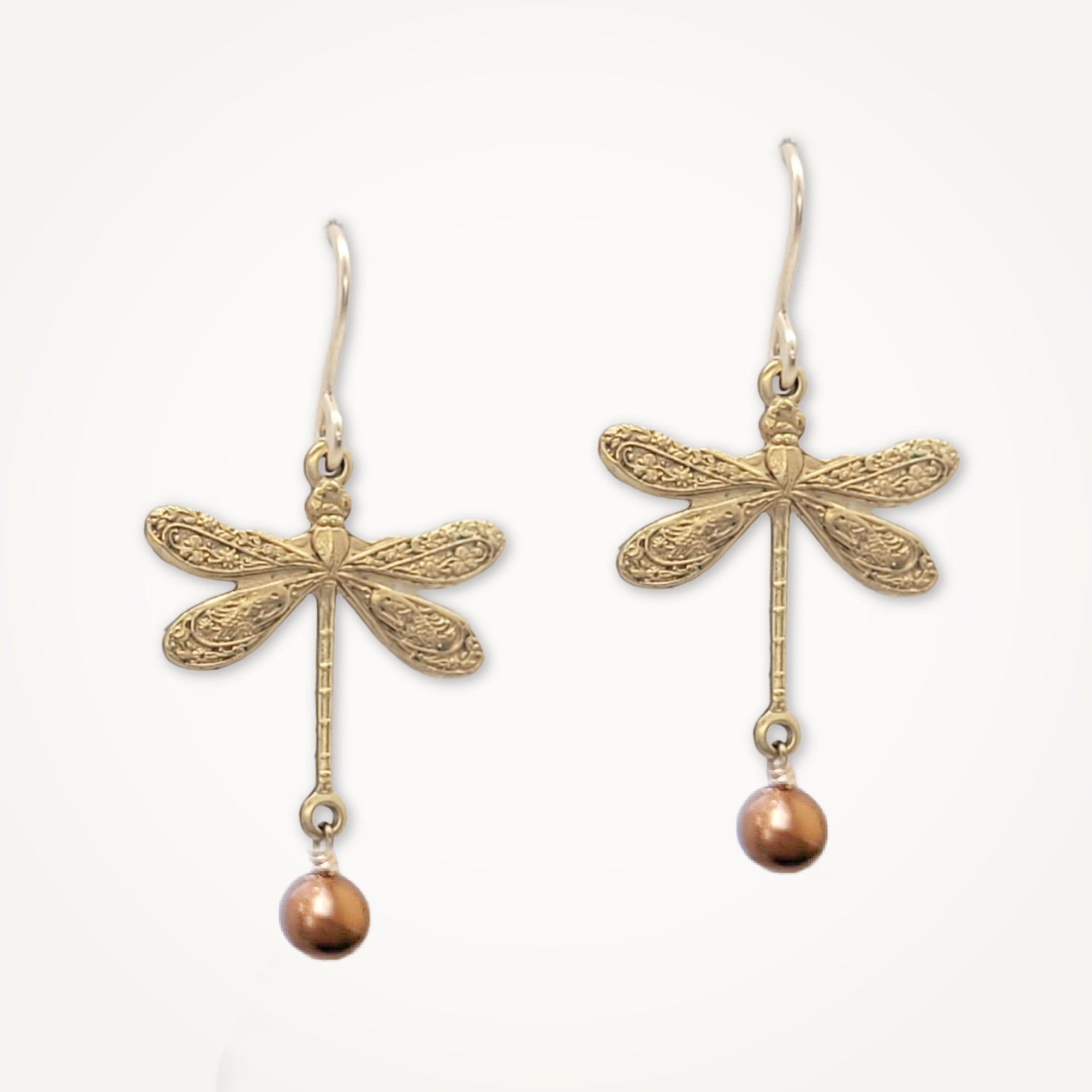 Dragonfly Earrings • Swarovski Pearl