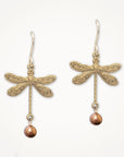 Dragonfly Earrings • Swarovski Pearl