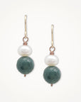 Moss Agate & Pearl Earrings