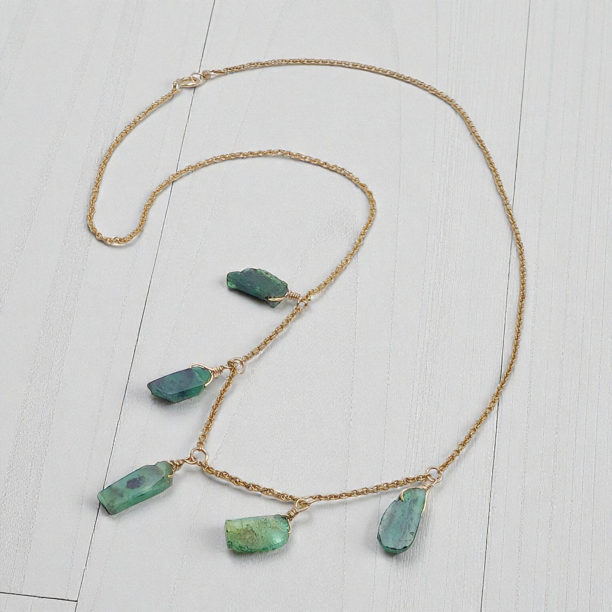 Natural Raw Emerald Necklace