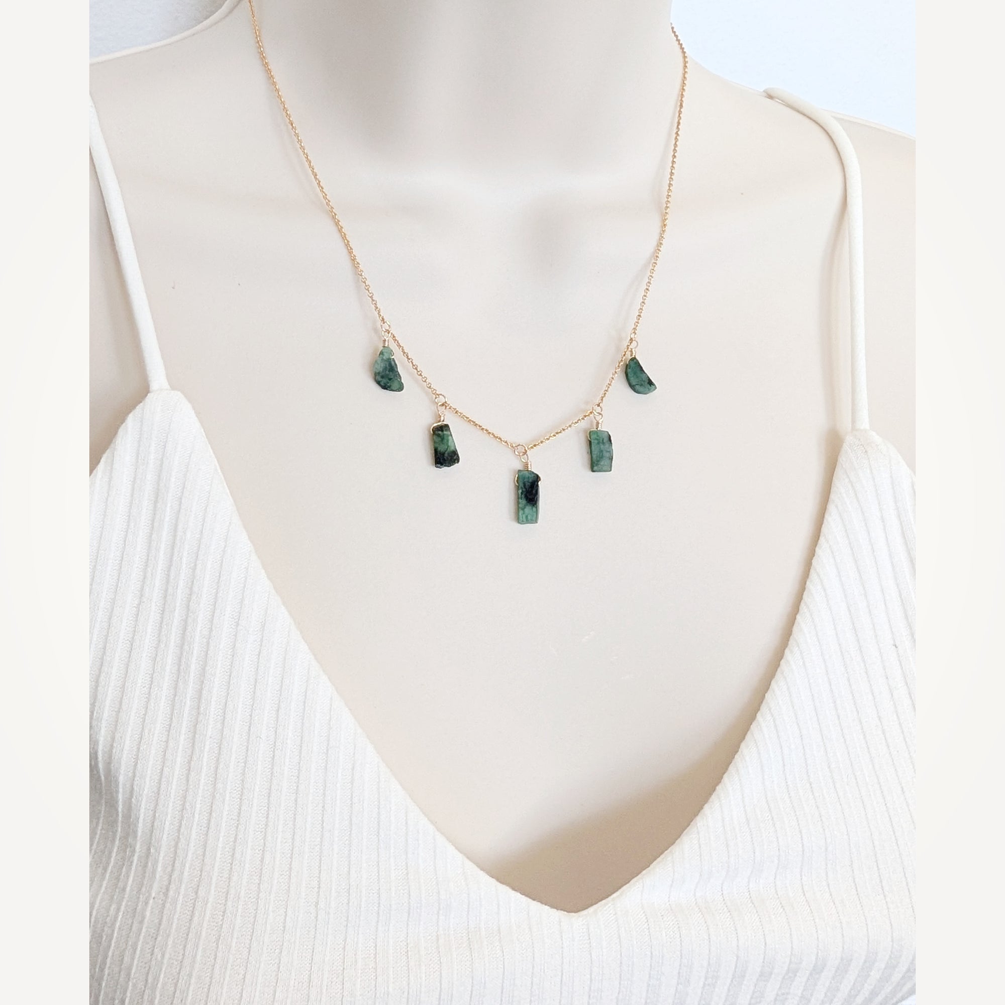 Natural Raw Emerald Necklace
