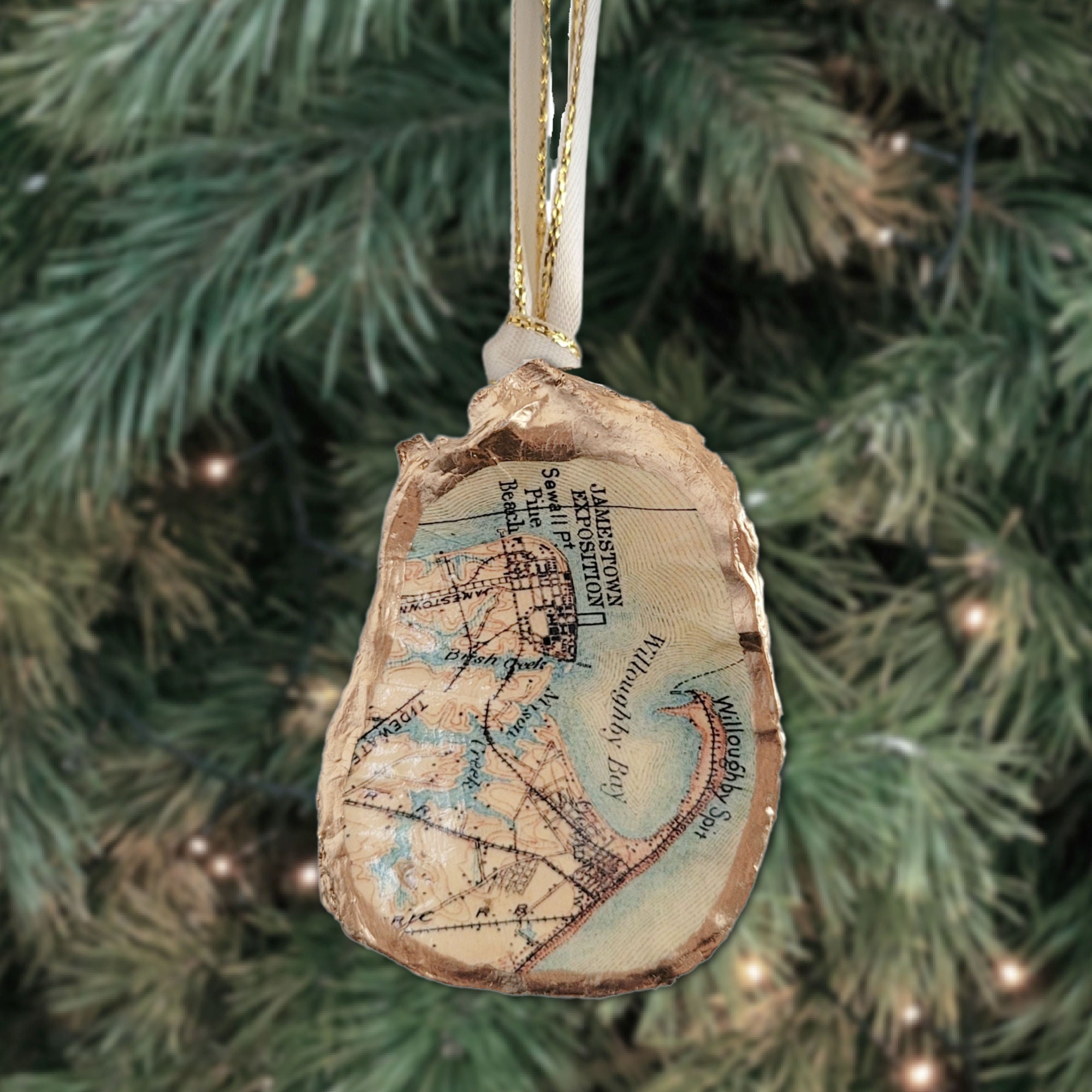 Norfolk Map Ornament • Oyster Shell