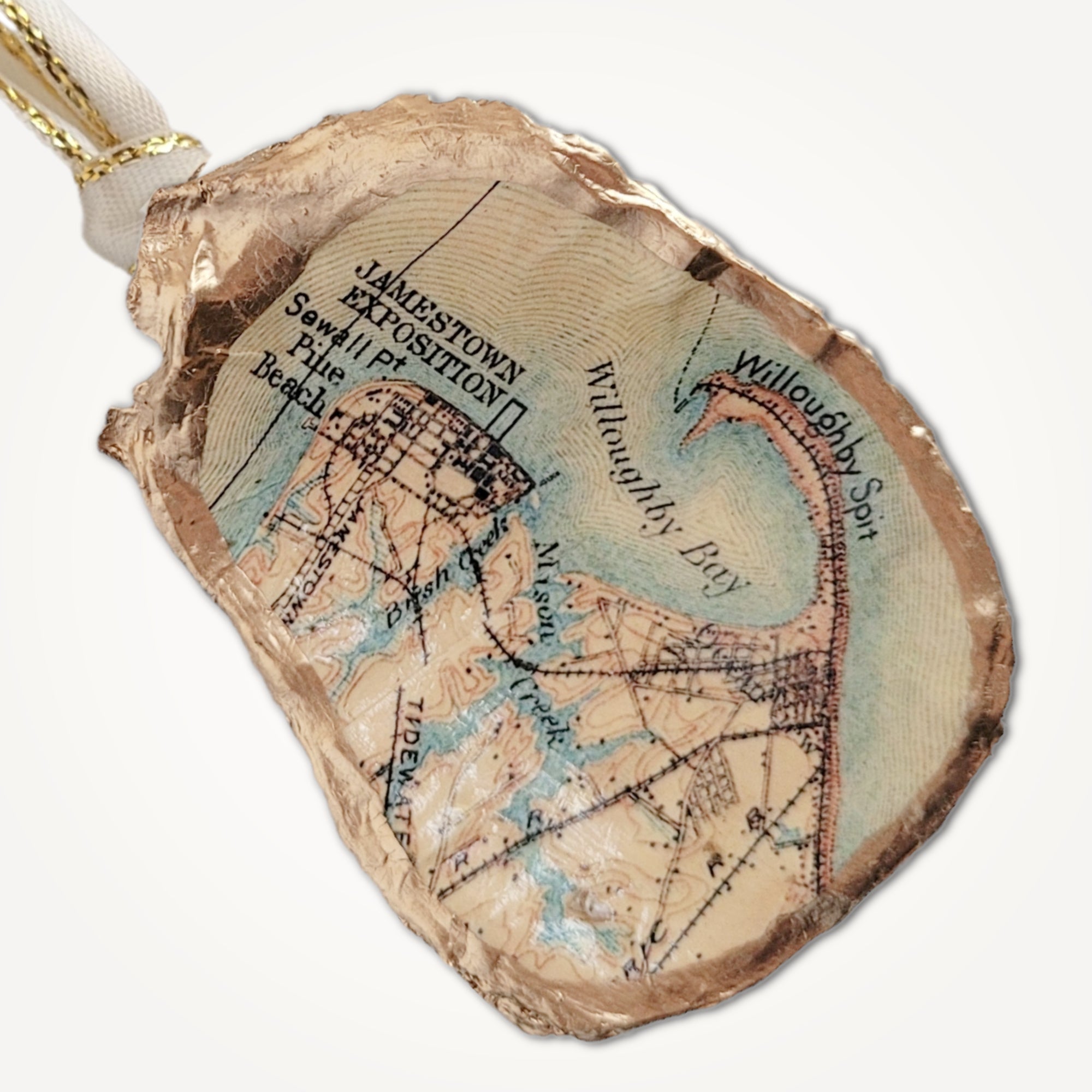 Norfolk Map Ornament • Oyster Shell