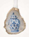 Chinoiserie Fleur de Lis Ornament • Oyster Shell