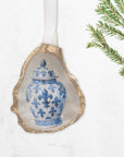 Chinoiserie Fleur de Lis Ornament • Oyster Shell