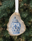 Chinoiserie Fleur de Lis Ornament • Oyster Shell
