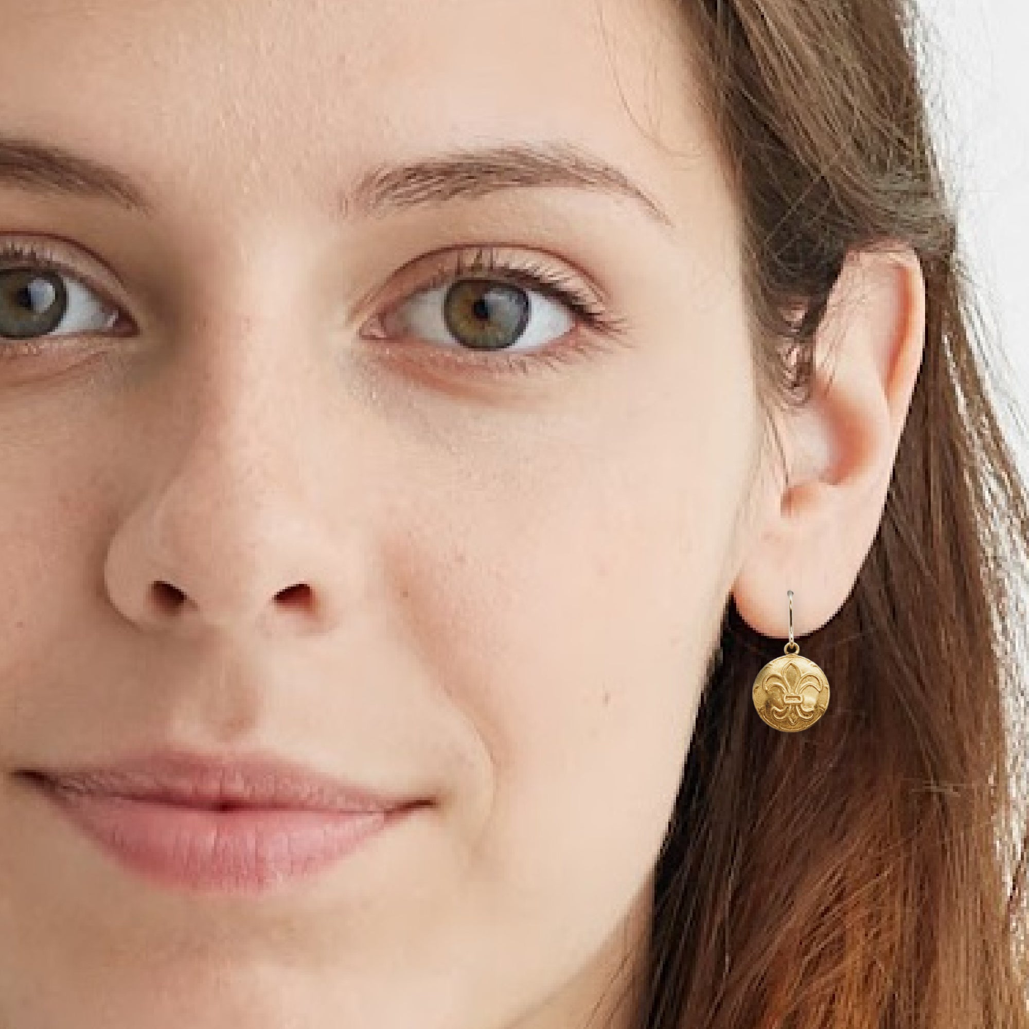 Fleur de Lis Button Earrings
