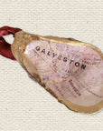 Galveston Texax Map Ornament • Oyster Shell