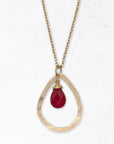 Teardrop Gemstone Necklace • Vermillion