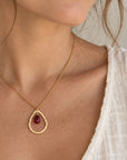 Teardrop Gemstone Necklace • Vermillion
