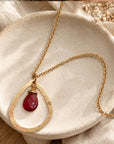 Teardrop Gemstone Necklace • Vermillion