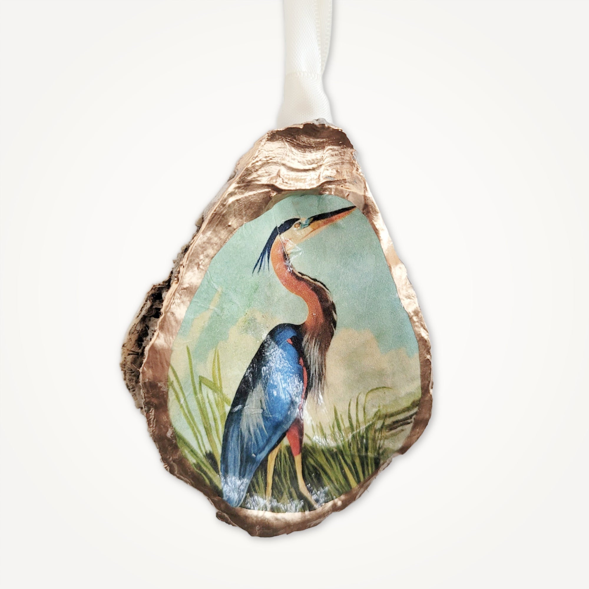 Blue Heron Ornament • Oyster Shell